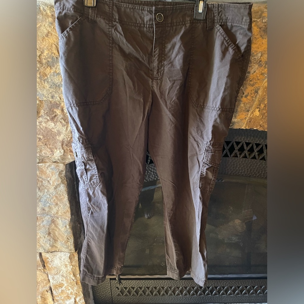 Caslon cropped brown cotton pa ya size 16